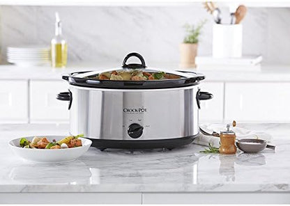 7 Quart Oval Manual Slow Cooker – Stainless Steel - Curated Catalog 3FS6
