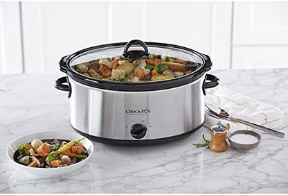 7 Quart Oval Manual Slow Cooker – Stainless Steel - Curated Catalog 3FS6