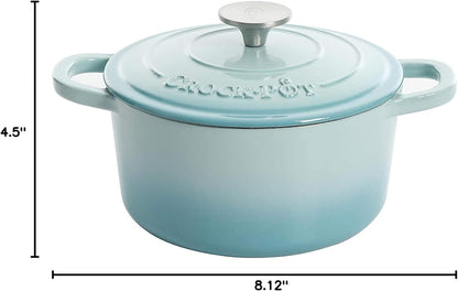 3 Quart Enameled Cast Iron Dutch Oven – Aqua - Curated Catalog 2T6P